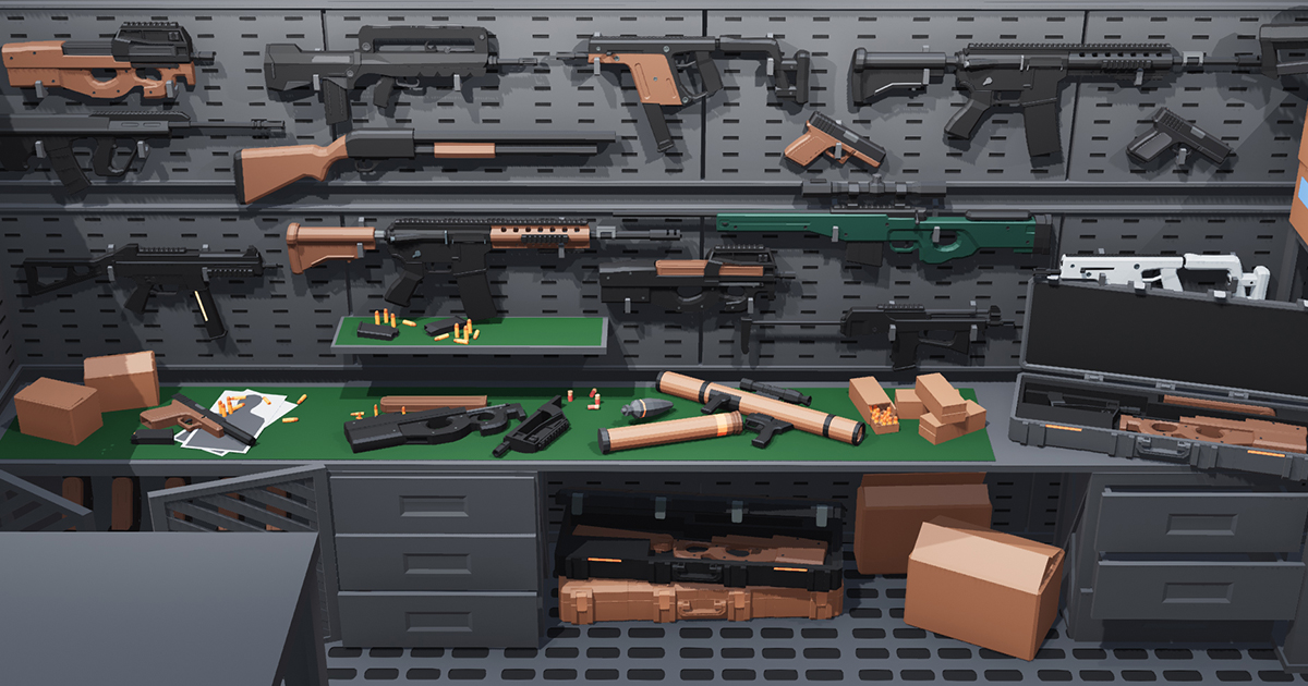 Unity Rack Poligonal Weapon Rack | 3D 무기 | Unity Asset Store