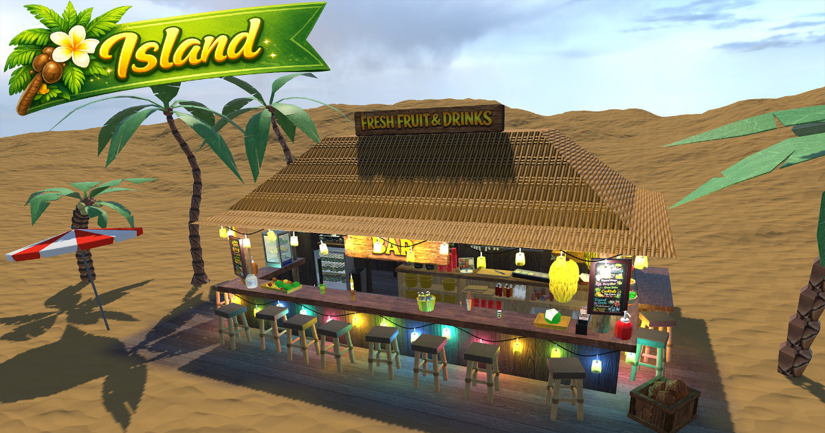 Tropical Tiki Bar & Beach Hut Environment + Procedural String Lights ...