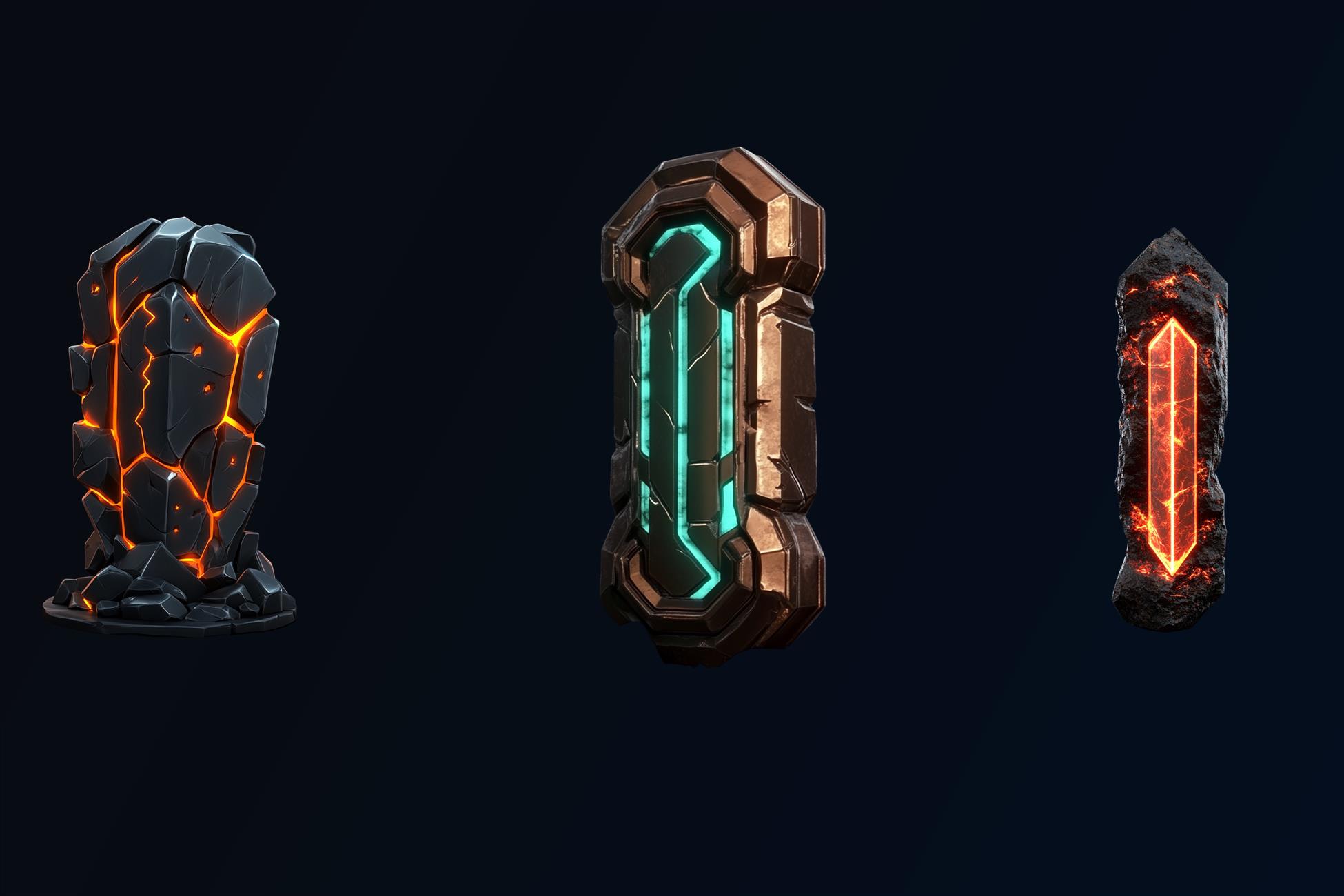 NHC - Dark Rune Rocks | 2D Icons | Unity Asset Store