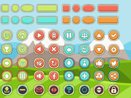 Basic Buttons Package | 2D Icons | Unity Asset Store