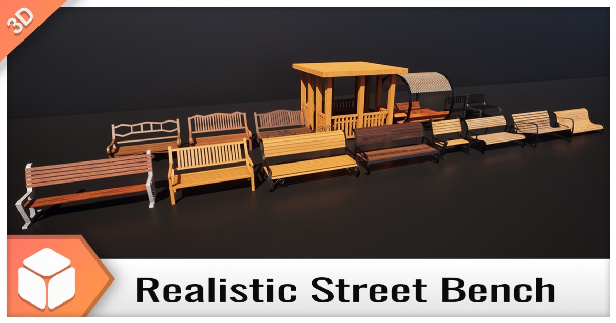 Unity Bench Street Bench - Realistic 4K Mesh Bundle Vol.01 | 3D Exterior | Unity ...