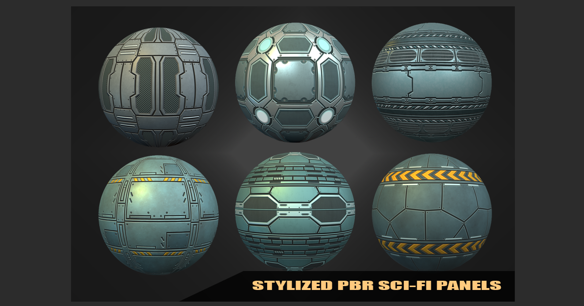 Stylized Sci-Fi Space Panels PBR Materials Vol 01 | 2D Textures ...
