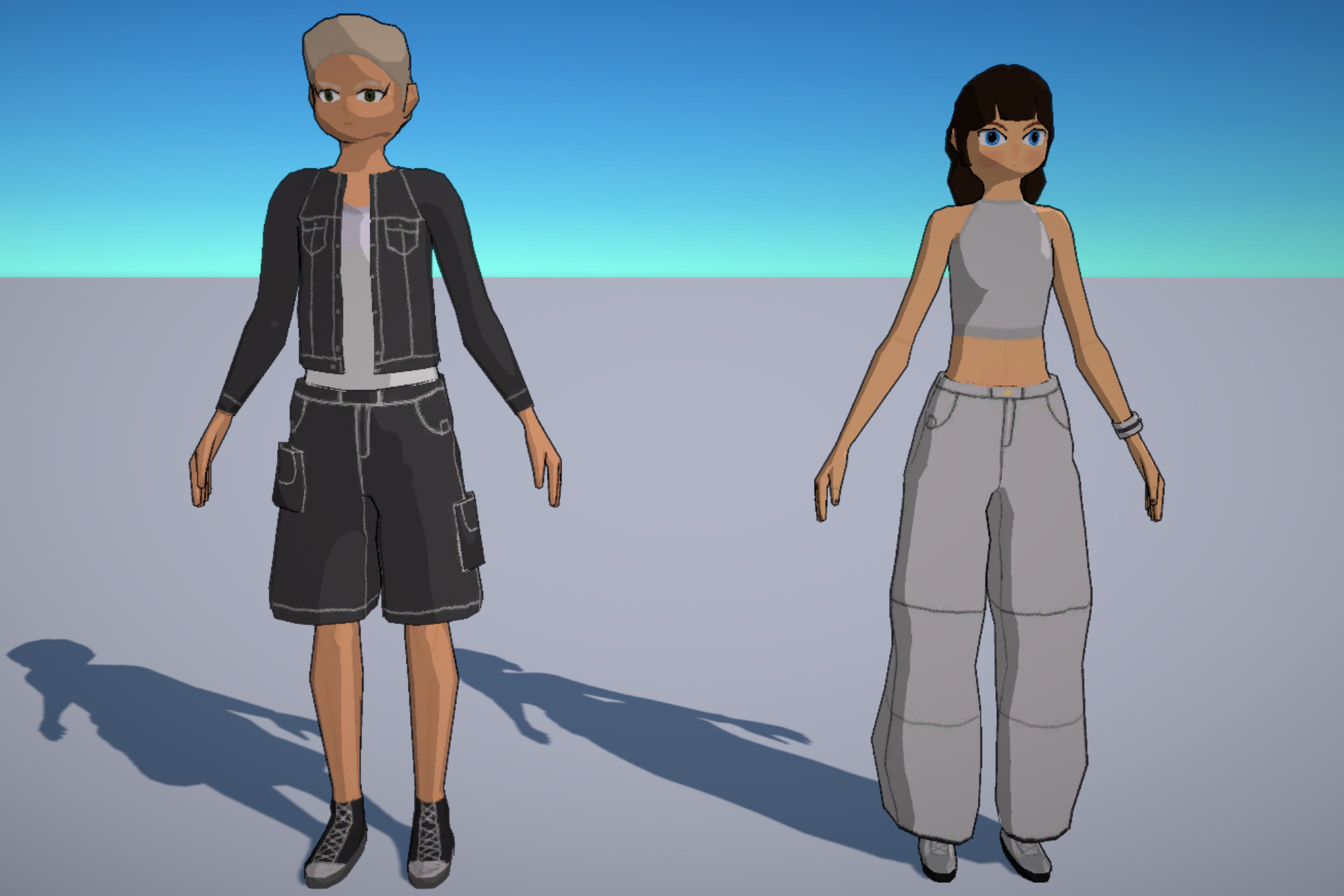 (URP) Casual Boy & Girl low poly characters