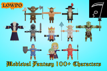 LOWPO: Medieval Fantasy 100+ Low Poly Characters Mega Pack