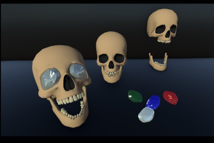 Puzzle Props: Human Skull & Gems