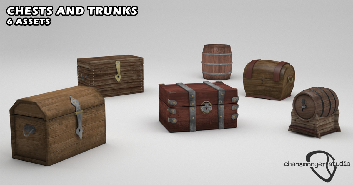 Chests Trunks and Barrels Pack 3D Furniture Unity Asset Store