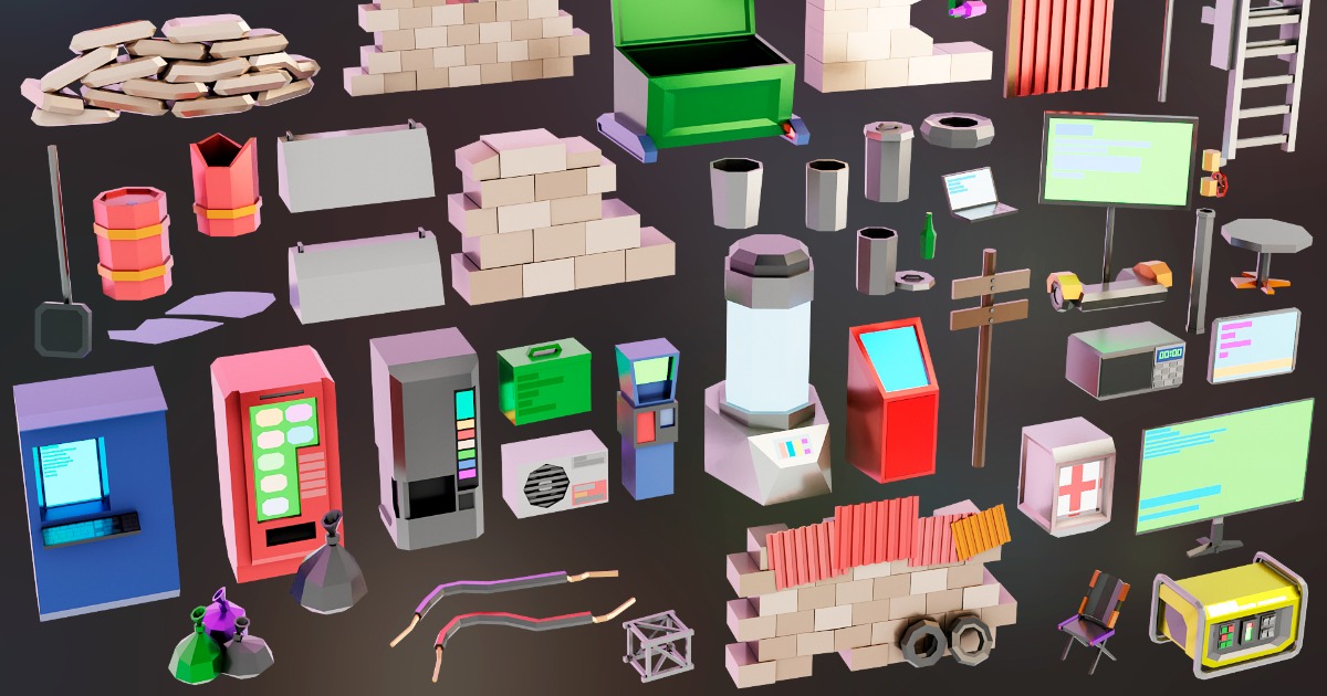 Unity Future Props Cyberpunk Low-Poly Props pack | 3D Sci-Fi | Unity Asset Store