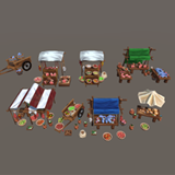 Stylized Hand-Painted Market Stalls & Props