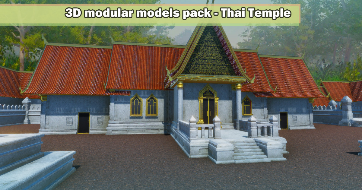 Programme Temple Model 3D modular models pack - Thai temple | 3D 외부소품 | Unity Asset Store