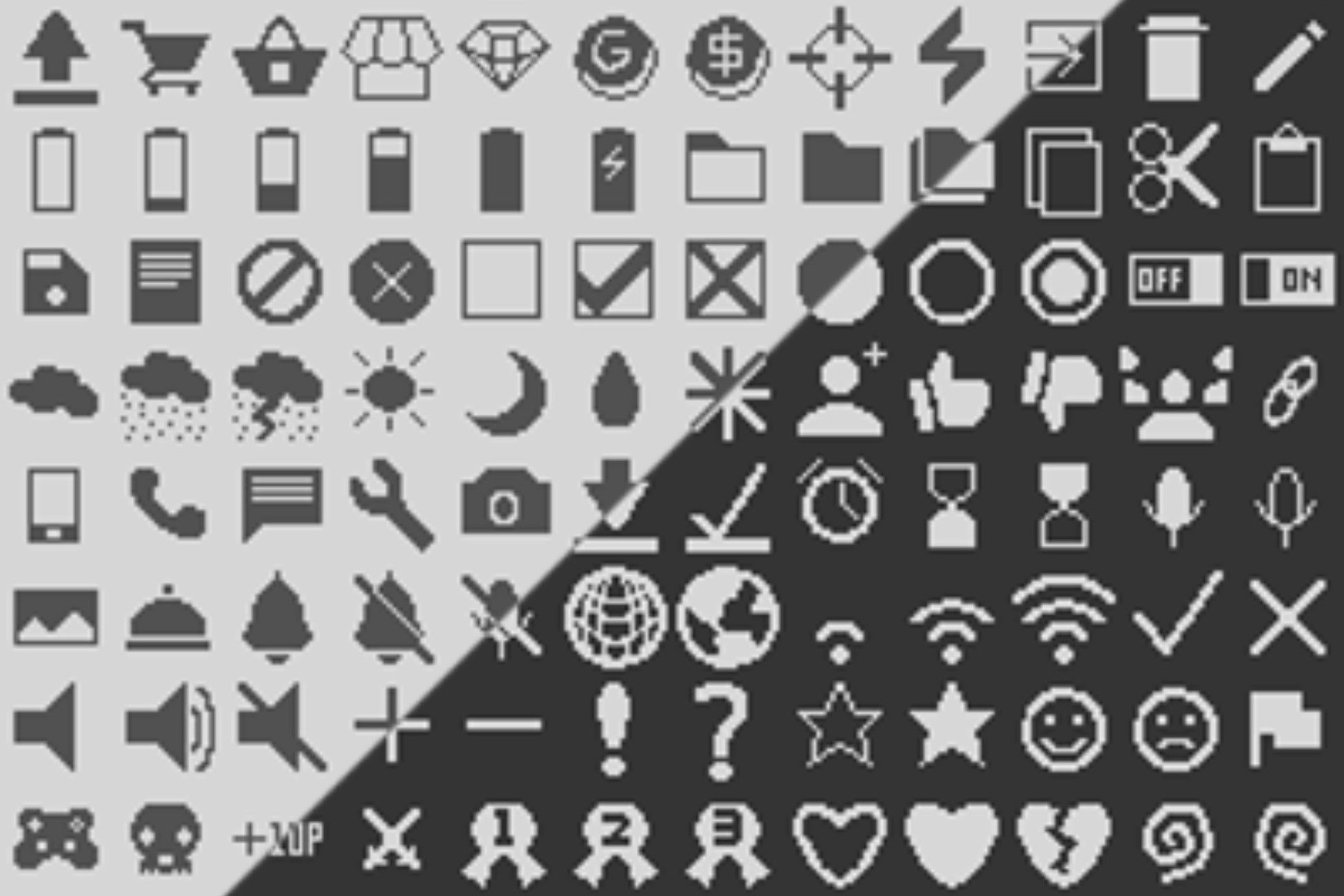 Basic Pixel Icons (Light & Dark) | 2D Icons | Unity Asset Store