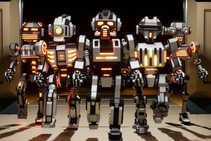 Modular Sci-Fi Robot Low-poly Stylized