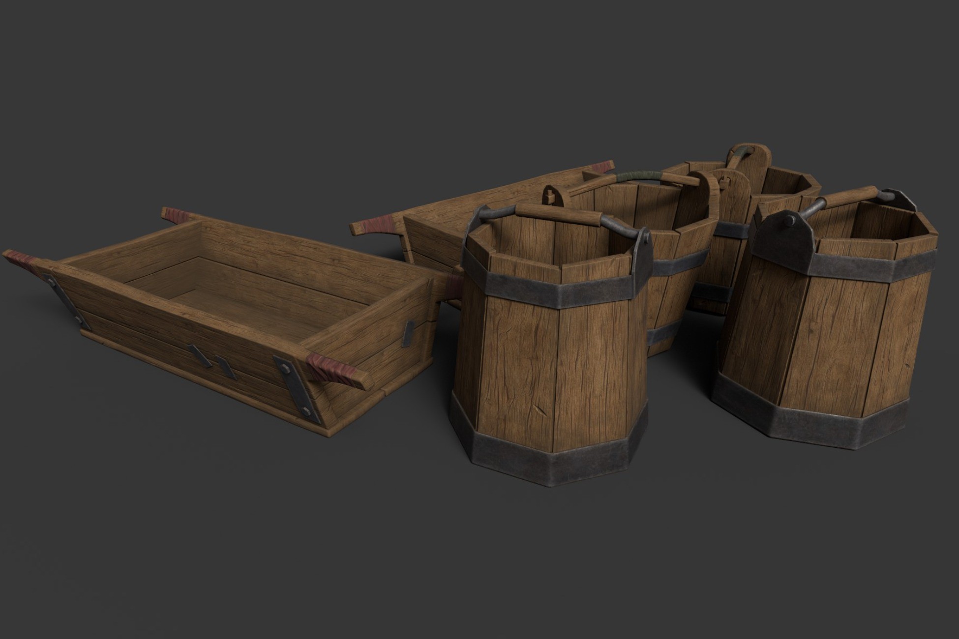 Wooden Buckets | 3D Props | Unity Asset Store