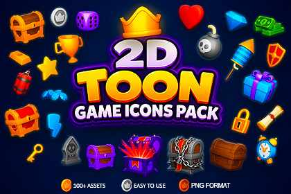 2D Toon Game Icons Pack