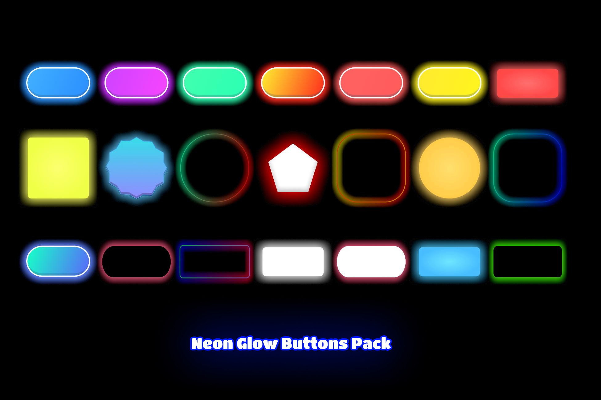 Neon Glow Buttons Pack | 2D GUI | Unity Asset Store