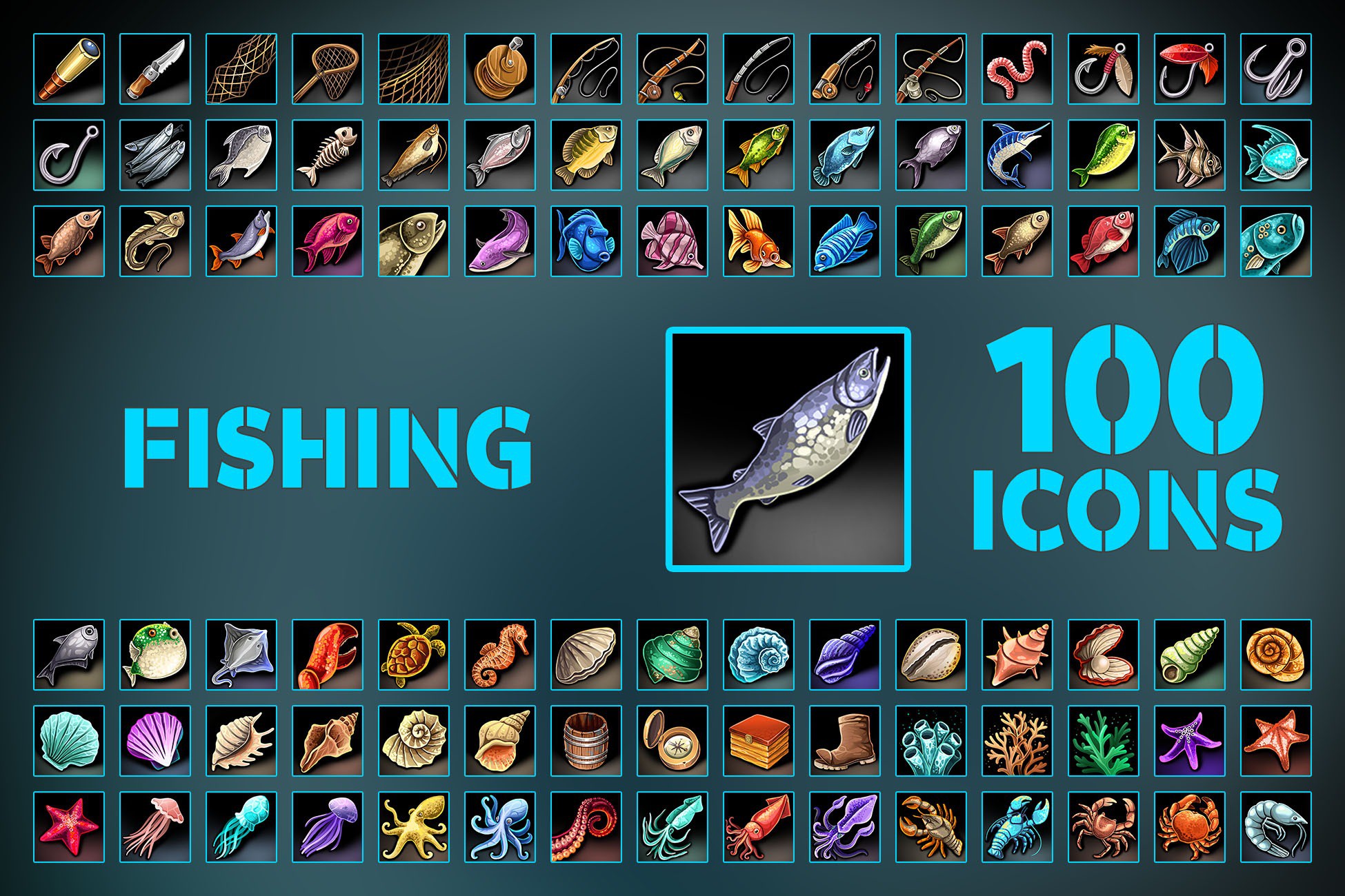 Fishing - Icons | 2D 아이콘 | Unity Asset Store