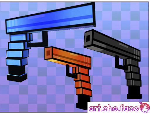 Low Poly Pixel Pistol Gun V. 2 | 3D | Unity Asset Store