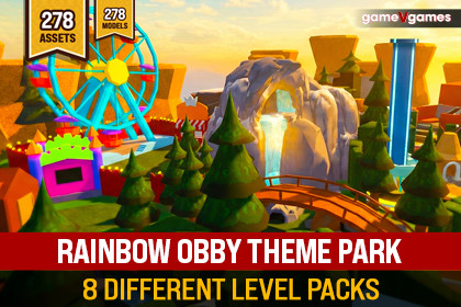Obby Rainbow Theme Park Level Pack