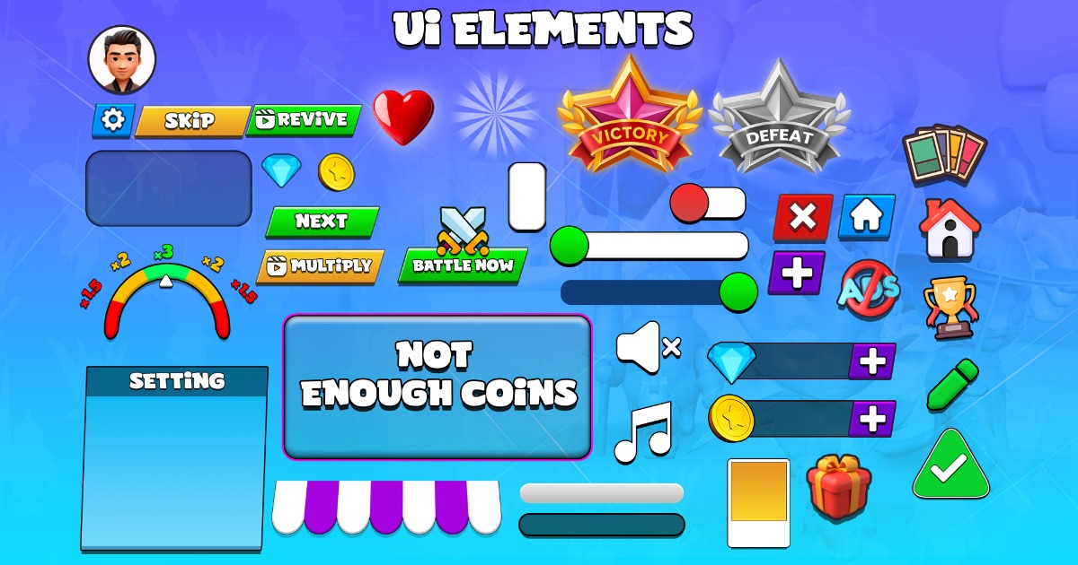 Gui Siege Battle UI Design Pack – Sliced SpriteSheet + Demo Scene (2D Game UI Kit ...