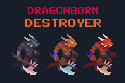 Dragonborn Destroyer - Top Down Pixel Art Character Assets