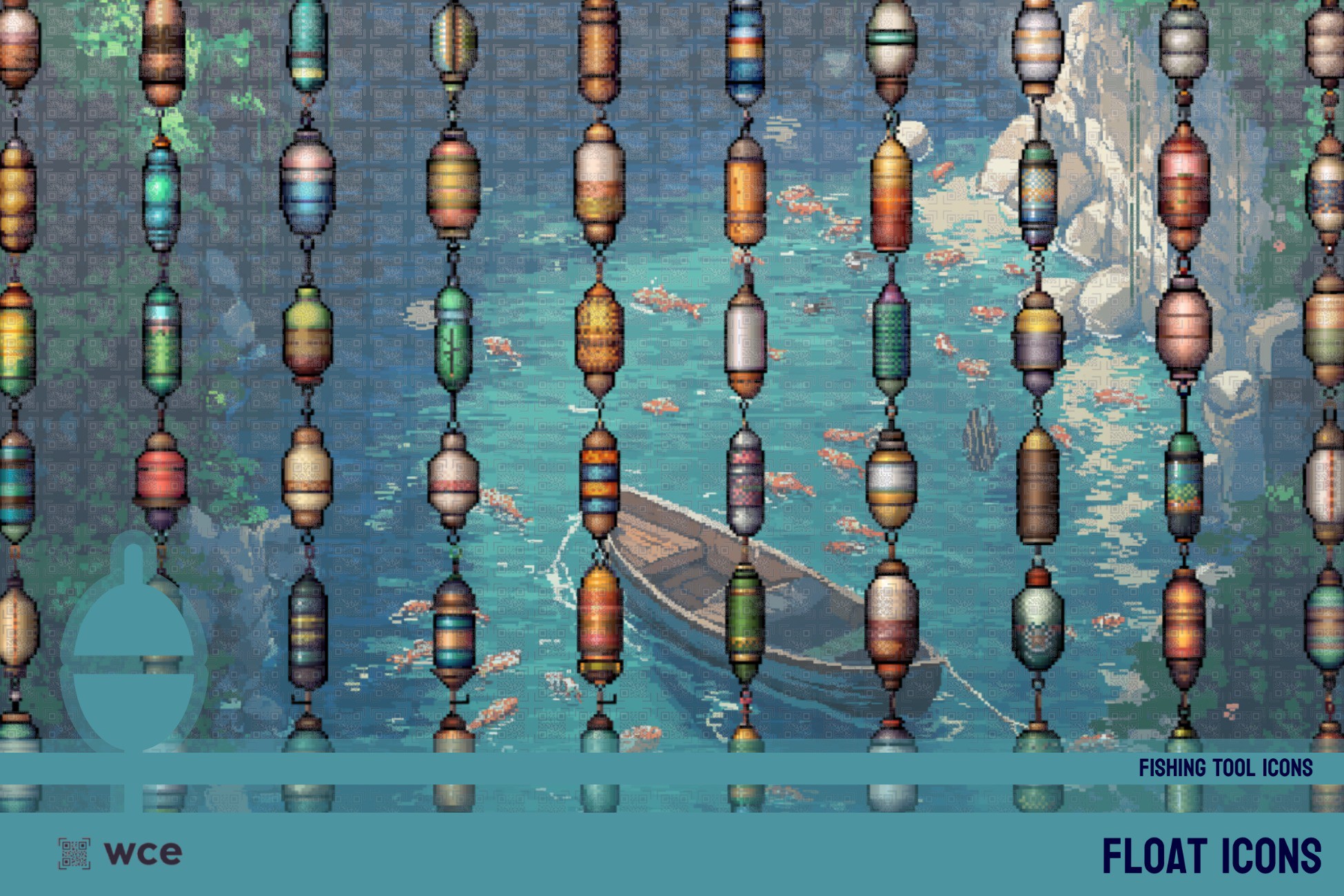 Float Icon Fish Float Icons - 2D Pixel Fishing Tools and Profession Resource Bundle ...