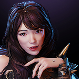 Stylized Asian Girl with Two Skins