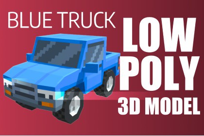 3D Low Poly Voxel Pickup Truck : Pixel Style