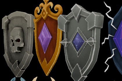 Stylized Shield Pack - 21 Low Poly Fantasy Weapon | Hand-Painted Textures