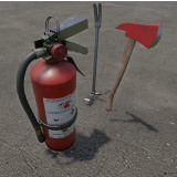Fire Extinguisher, Crowbar & Fire Axe