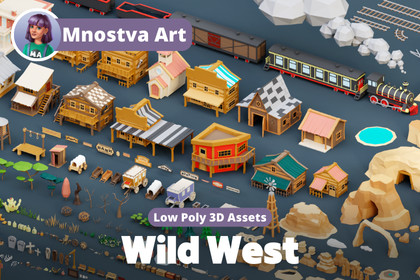 Wild West Low Poly Set – Buildings, Landscapes & Props