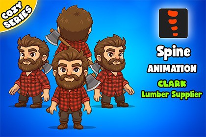 Clark Lumber Supplier 2D Animated Spine Character (Cozy Series)