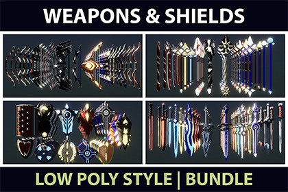 Low Poly Style Weapons & Shields