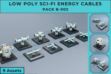 Low Poly Sci-Fi Energy Cables Pack B-002
