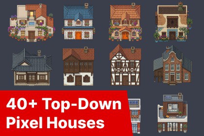40+ Top-Down Pixel Houses Pack