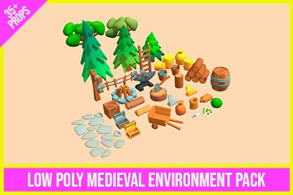 Low Poly Medieval Environment Pack (35+ Props)
