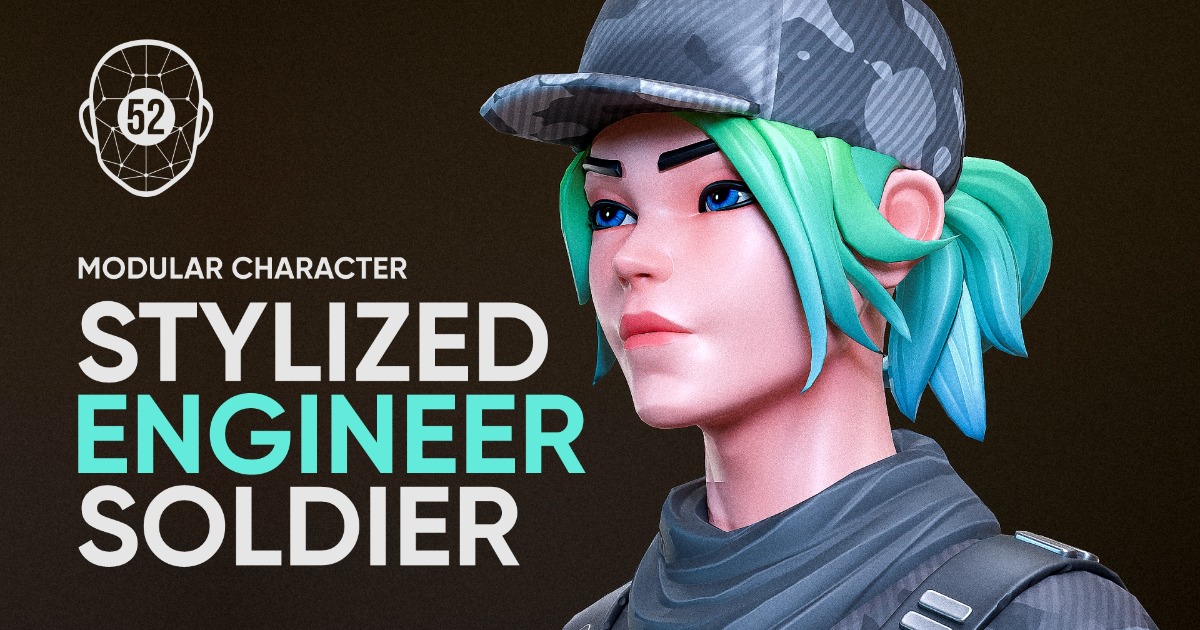 Stylized Female Engineer Soldier - Modular Character | 3D Characters ...