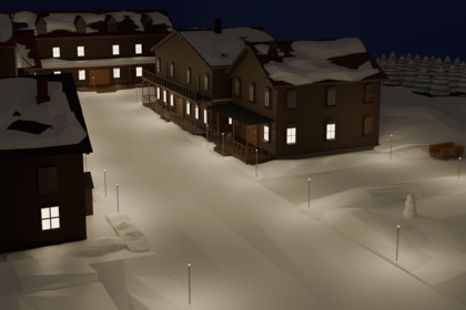 Snow-Covered Village