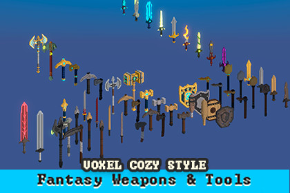 Fantasy Weapons & Tools Pack FULL — Voxel style medieval tiered collection