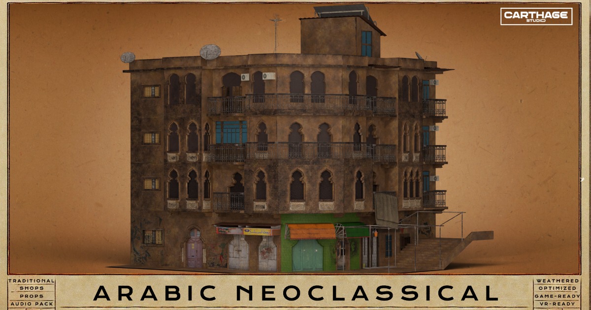 Neoclassical Store Arabic Neoclassical Residential & Retail Heritage Building | 3D Urban ...