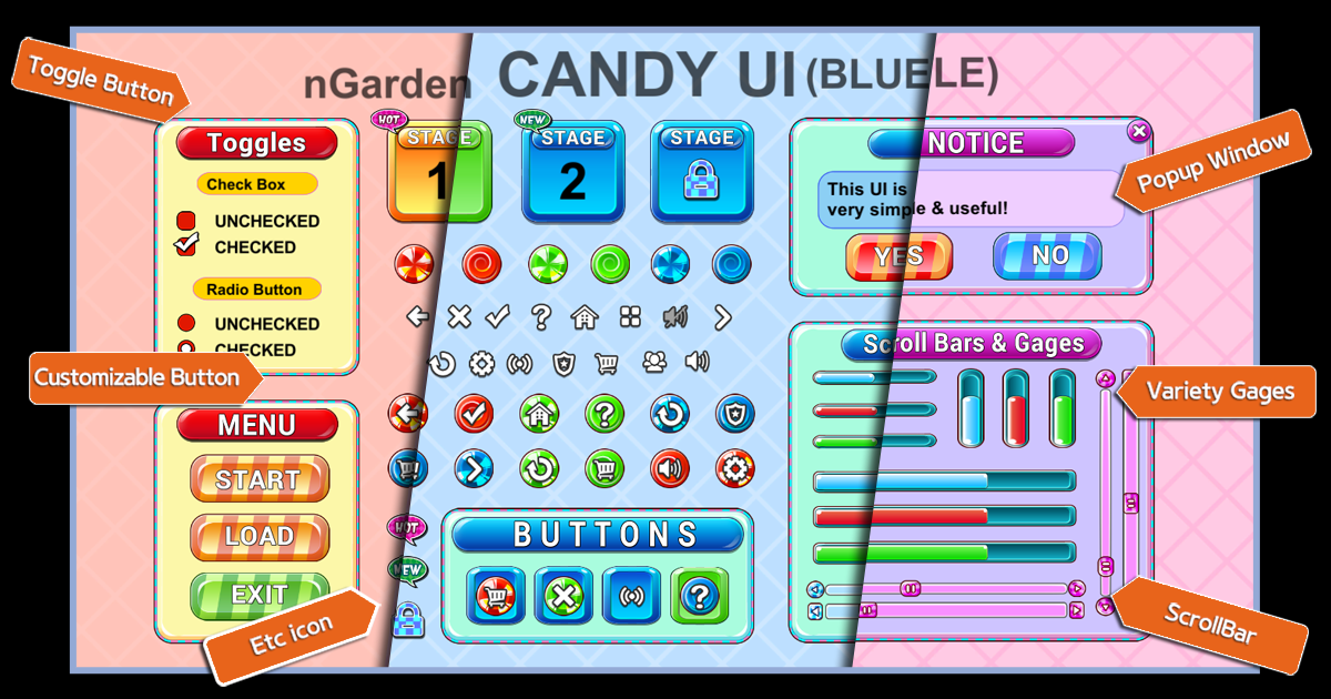 nGarden Candy UI Pack | 2D GUI | Unity Asset Store