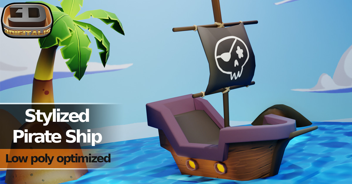 Stylized Pirate Ship Low Poly | 3D Sea | Unity Asset Store