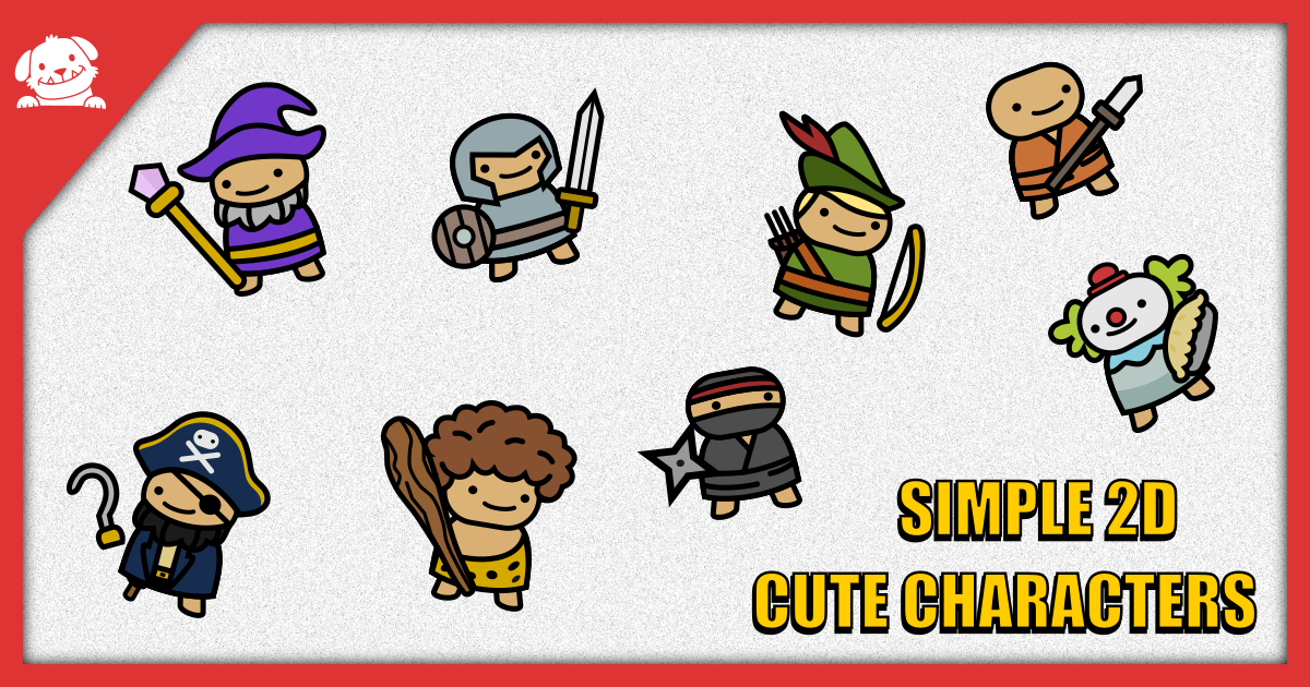Free Simple 2D Cute Characters Pack (9 Characters + SVG + Prefabs)