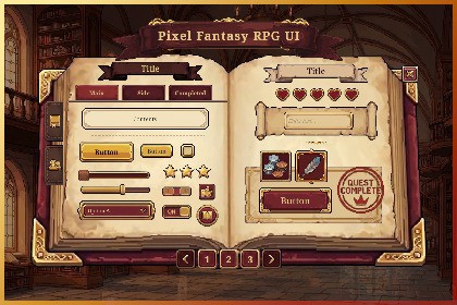 Pixel Adventure Book UI: Fantasy RPG Kit