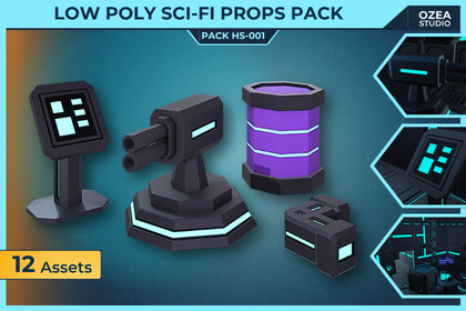Low Poly Sci-Fi Props Pack HS_001 (Legacy Edition)