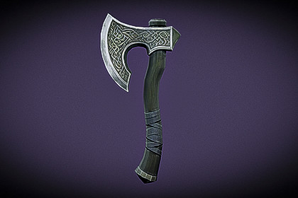 Dark Silver Axe_Game Ready Weapon