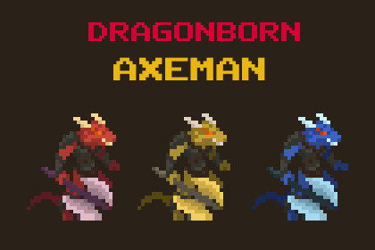 Dragonborn Axeman - Top Down Pixel Art Character Assets