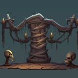 Animated 2D Skulls and bones cartoon stylized cemetery platformer vol.2