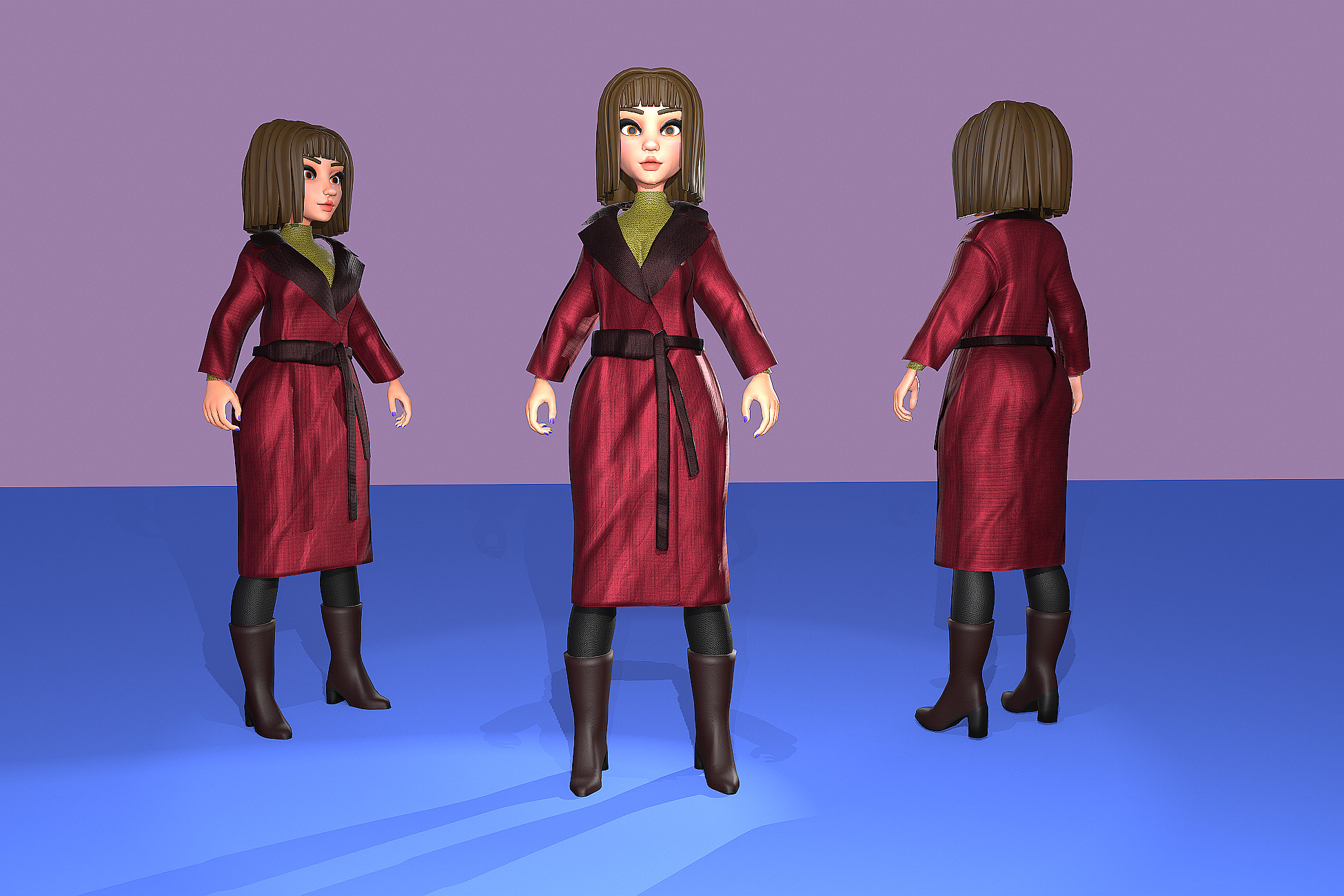 Cute woman in coat. Cartoon character | Characters | Unity Asset Store