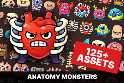 Cartoon Anatomy Monsters and Body Parts Characters Pack RPG Action Casual Games
