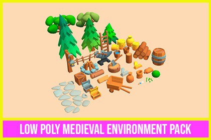 Low Poly Medieval Environment Pack (35+ Props)