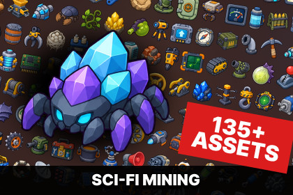 Sci-Fi Base Machinery Alien Tech Mining Defense Equipment Icons Pack